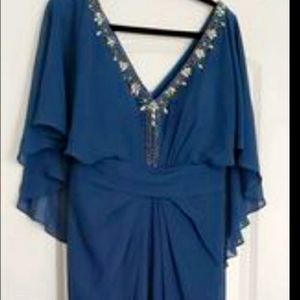 Formal V-neck floor length sheath dress